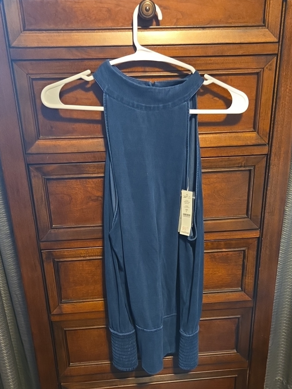 NWT WHBM Navy Sleeveless High-Neck Tunic Top